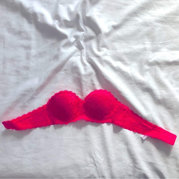 NWOT neon pink lace adjustable strap bra 32A - Picture 2 of 9